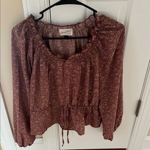 Universal Thread Pink Ruffled Tie Front Long Sleeve Blouse